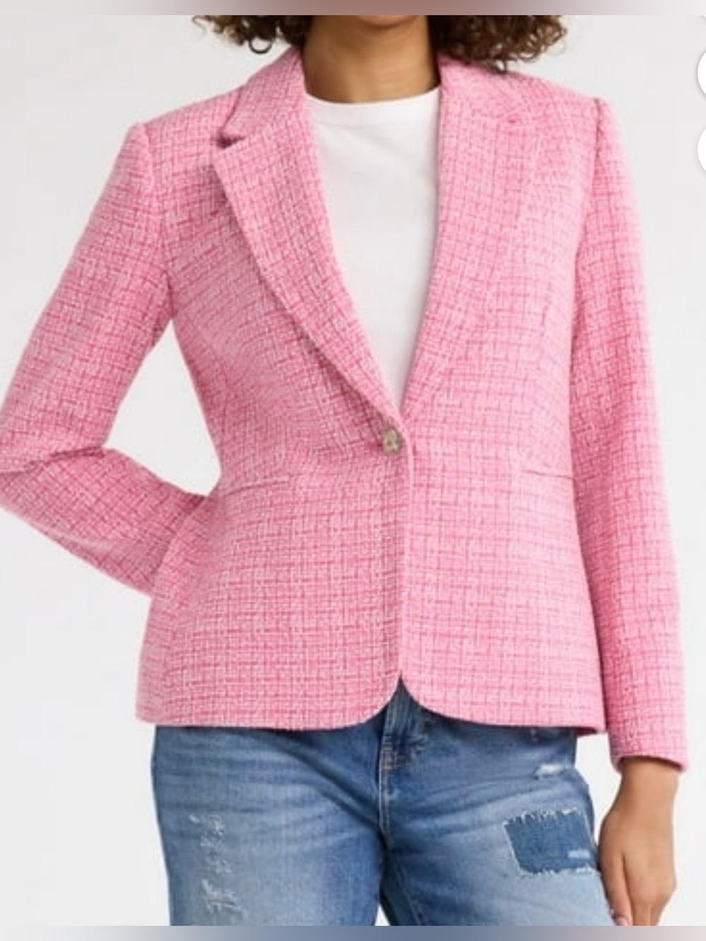 Free Assembly Women’s Single Breasted Tweed Blazer, Size Large (10/12)